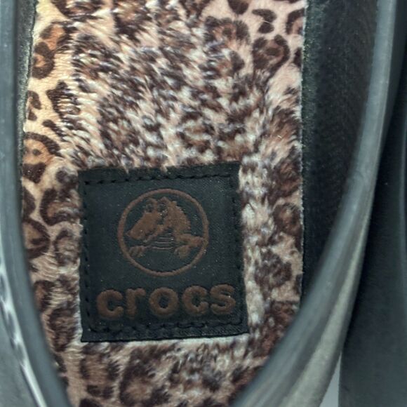 Crocs Mammoth Flats Fur Lined Slip On Casual Neutral Cheetah Charcoal Size 8 - Picture 9 of 10